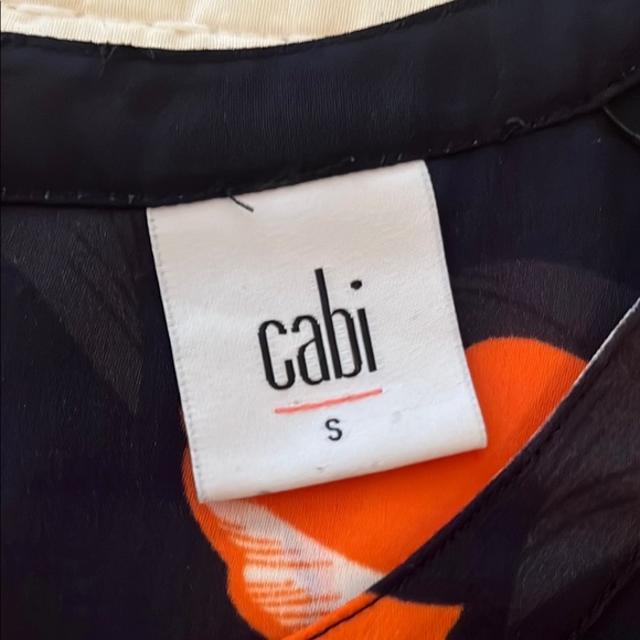 CAbi Navy Blue and Orange Blouse Vibrant Floral Top | Size S - Picture 8 of 11